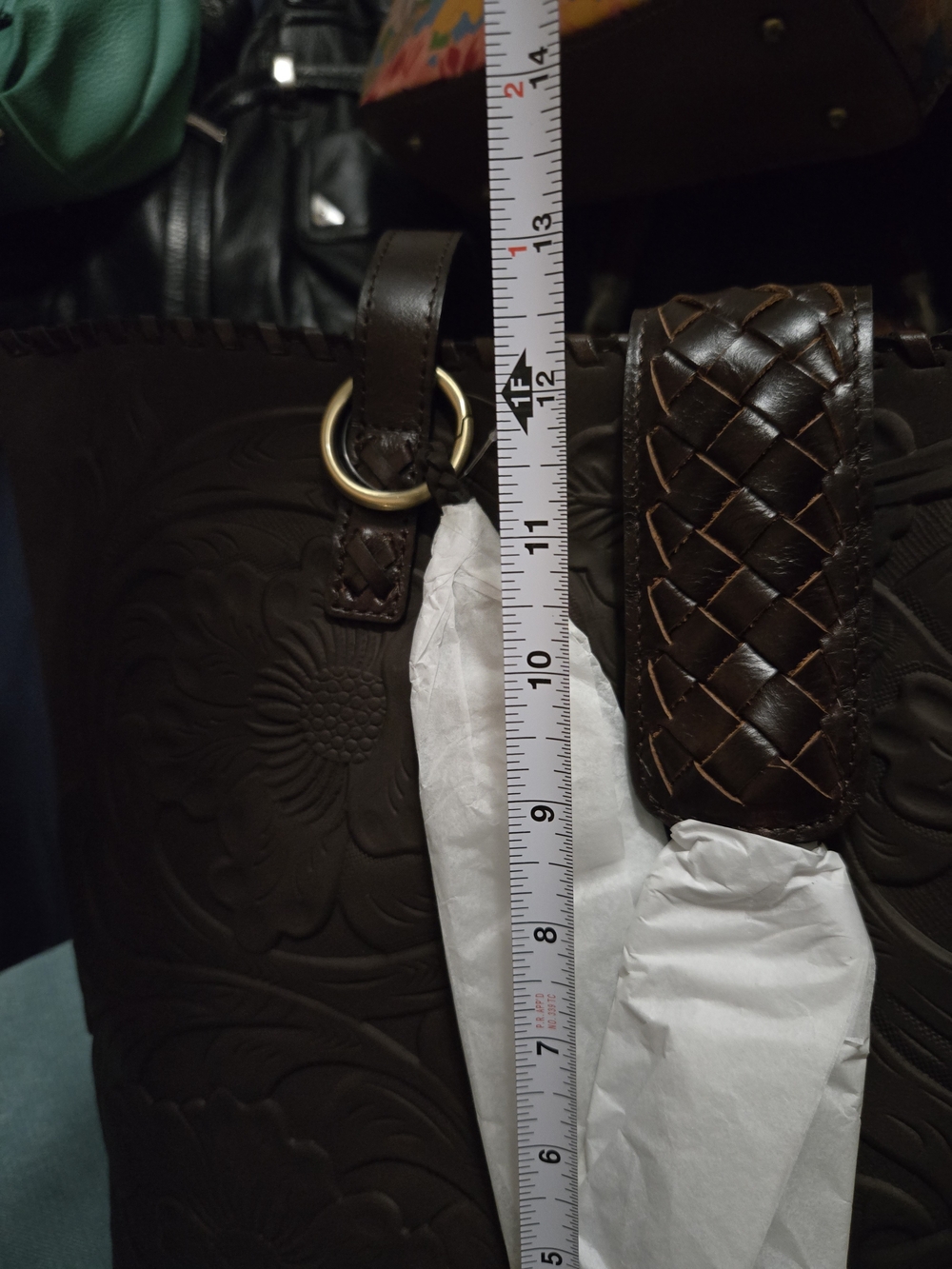 Patricia Nash Lge Rich Brown Floral Embossed Tote with Braided Accent. Rare. NWT - Picture 12 of 17
